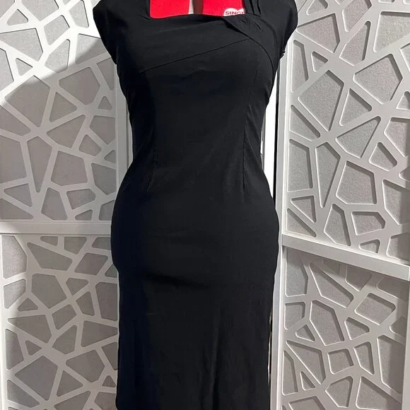 Rockabilly Pin Up Black Tatyana Pencil Wiggle Dress 4X NWOT - Picture 2 of 5